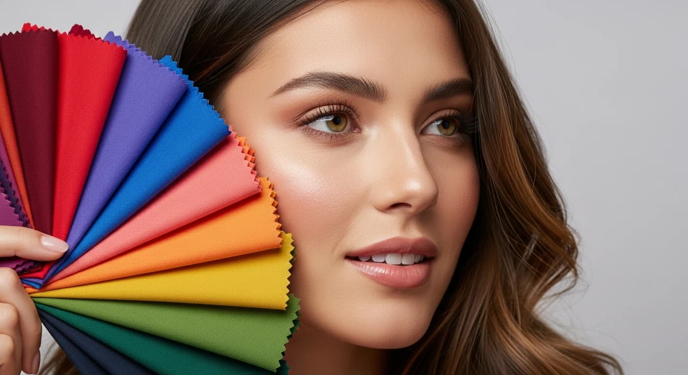 Woman comparing color swatches