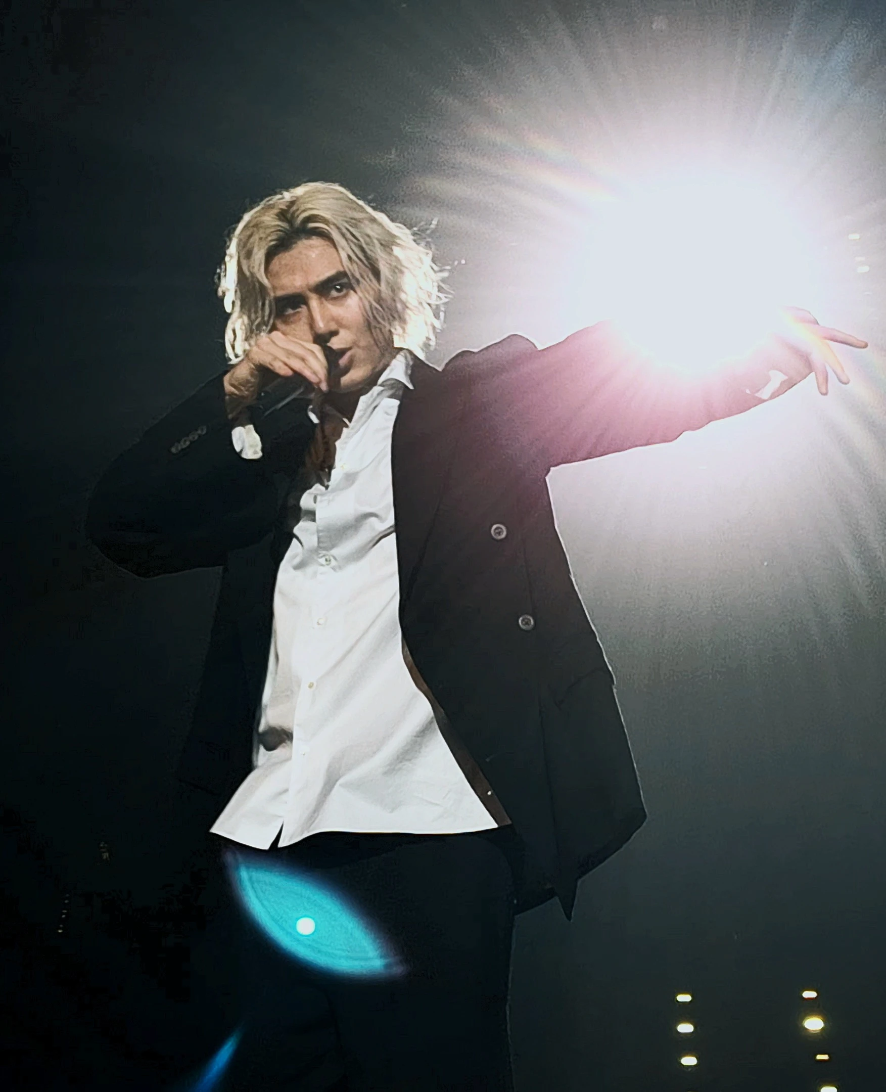 Editorial gallery of Fujii Kaze styled in light summer outfits blending powder blues, lilac, and silvery neutrals, highlighting sky blue, cool blush, opal gray, mint chiffon, and soft navy.