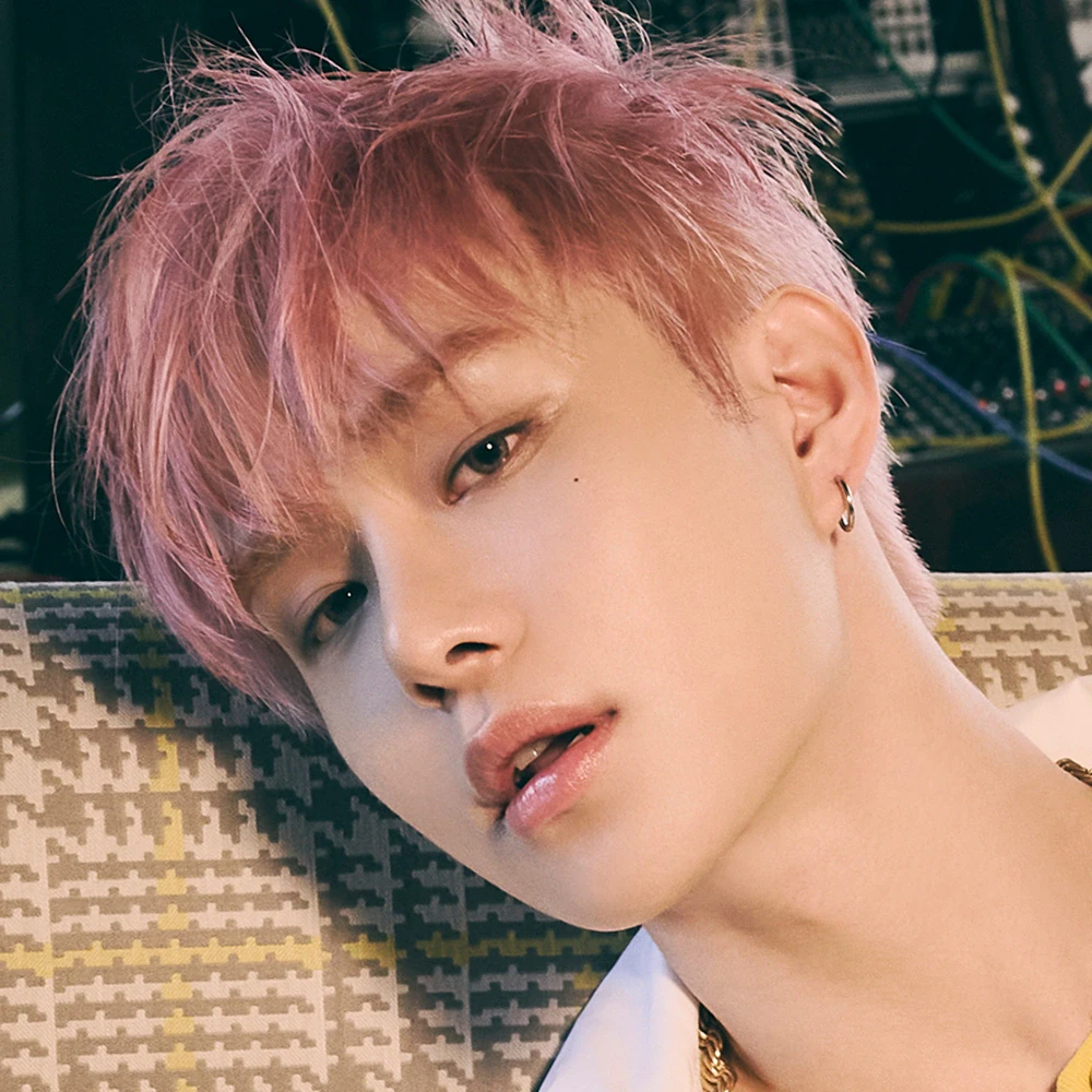 Jungwoo (NCT) wearing velvety pastel looks with cool-muted tones, showcasing heather gray, dusty mauve, mist blue, slate green, and antique silver from the Soft Summer palette.