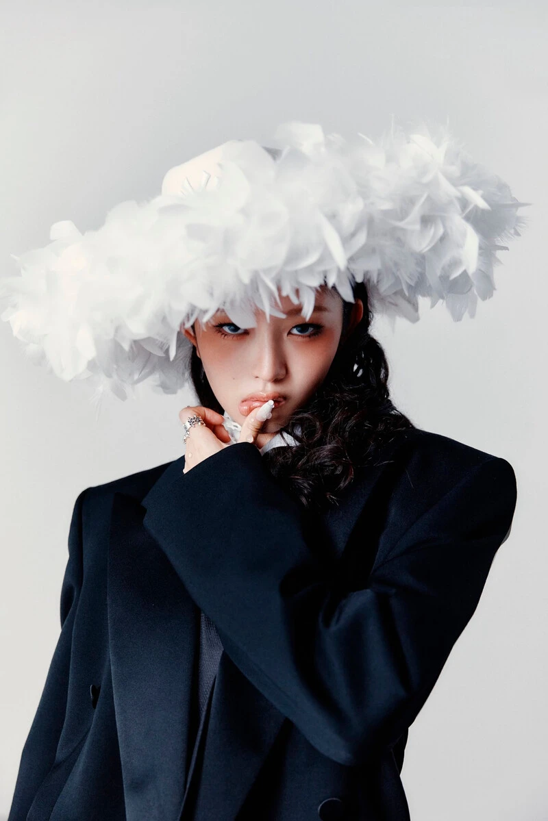 Editorial gallery of Rei (IVE) styled in light spring looks full of sherbet pinks, mint greens, and warm ivory, highlighting sherbet peach, sea glass, buttermilk, mint foam, and rose coral.