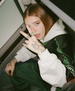 Editorial gallery of Young Miko styled in misty blue and lavender ensembles accented with silver sparkle, highlighting bluebell, lavender mist, storm gray, cool teal, and soft navy.